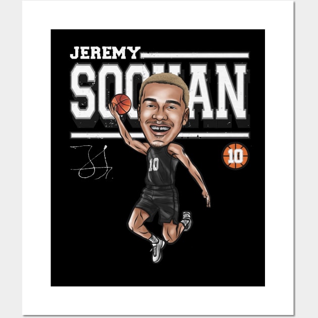 Jeremy Sochan San Antonio Cartoon Wall Art by danlintonpro